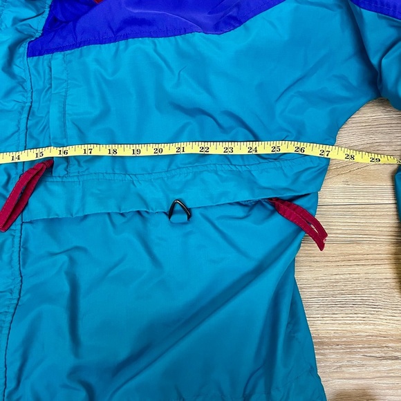 Vintage Columbia 90s Multicolour Retro Neon Blue Long Jacket Large/XL - Picture 4 of 10